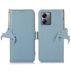 Custodia Portafoglio In Pelle Cover con Supporto A10D per Motorola Moto G14 Azzurro