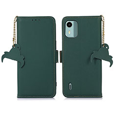 Custodia Portafoglio In Pelle Cover con Supporto A10D per Nokia C12 Plus Verde