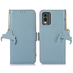 Custodia Portafoglio In Pelle Cover con Supporto A10D per Nokia C210 Azzurro