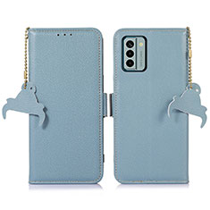 Custodia Portafoglio In Pelle Cover con Supporto A10D per Nokia G22 Azzurro