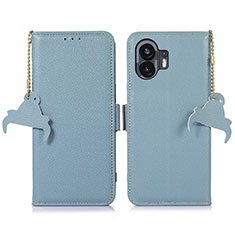 Custodia Portafoglio In Pelle Cover con Supporto A10D per Nothing Phone 2 Azzurro