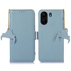 Custodia Portafoglio In Pelle Cover con Supporto A10D per Xiaomi Poco C65 Azzurro