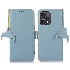 Custodia Portafoglio In Pelle Cover con Supporto A10D per Xiaomi Poco F5 5G Azzurro