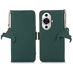 Custodia Portafoglio In Pelle Cover con Supporto A11D per Huawei Nova 11 Verde