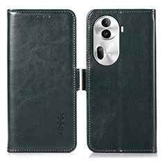 Custodia Portafoglio In Pelle Cover con Supporto A11D per Oppo Reno11 Pro 5G Verde