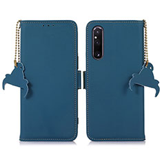 Custodia Portafoglio In Pelle Cover con Supporto A11D per Sony Xperia 1 V Blu