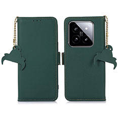 Custodia Portafoglio In Pelle Cover con Supporto A11D per Xiaomi Mi 14 Pro 5G Verde