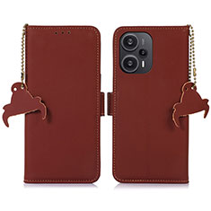 Custodia Portafoglio In Pelle Cover con Supporto A11D per Xiaomi Redmi Note 12 Turbo 5G Marrone