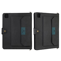 Custodia Portafoglio In Pelle Cover con Supporto AD1 per Apple iPad Pro 12.9 (2021) Nero