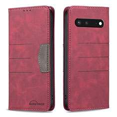 Custodia Portafoglio In Pelle Cover con Supporto B01F per Google Pixel 7 5G Rosso