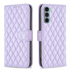 Custodia Portafoglio In Pelle Cover con Supporto B01F per Motorola Moto G200 5G Viola