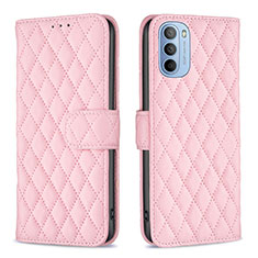 Custodia Portafoglio In Pelle Cover con Supporto B01F per Motorola Moto G41 Rosa