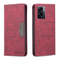 Custodia Portafoglio In Pelle Cover con Supporto B01F per OnePlus Nord N300 5G Rosso