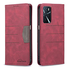 Custodia Portafoglio In Pelle Cover con Supporto B01F per Oppo A16s Rosso