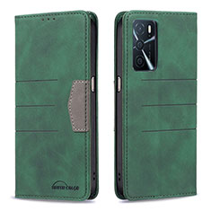 Custodia Portafoglio In Pelle Cover con Supporto B01F per Oppo A16s Verde