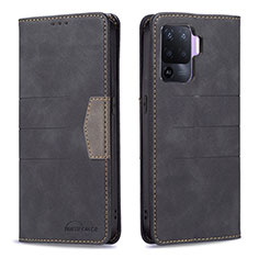 Custodia Portafoglio In Pelle Cover con Supporto B01F per Oppo A94 4G Nero