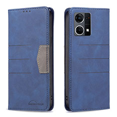 Custodia Portafoglio In Pelle Cover con Supporto B01F per Oppo F21 Pro 4G Blu