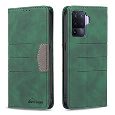 Custodia Portafoglio In Pelle Cover con Supporto B01F per Oppo Reno5 Lite Verde