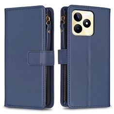 Custodia Portafoglio In Pelle Cover con Supporto B01F per Realme C51 Blu