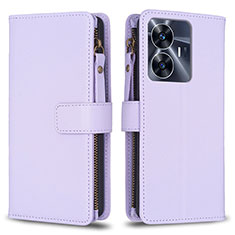 Custodia Portafoglio In Pelle Cover con Supporto B01F per Realme C55 Lavanda