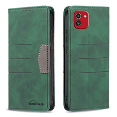 Custodia Portafoglio In Pelle Cover con Supporto B01F per Samsung Galaxy A03 Verde