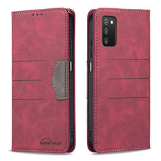 Custodia Portafoglio In Pelle Cover con Supporto B01F per Samsung Galaxy A03s Rosso