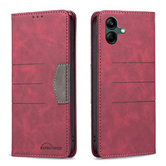 Custodia Portafoglio In Pelle Cover con Supporto B01F per Samsung Galaxy A05 Rosso