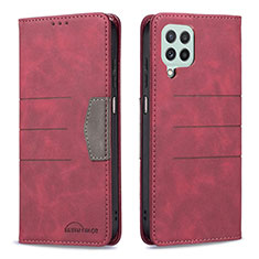 Custodia Portafoglio In Pelle Cover con Supporto B01F per Samsung Galaxy A22 4G Rosso