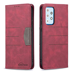 Custodia Portafoglio In Pelle Cover con Supporto B01F per Samsung Galaxy A52 4G Rosso