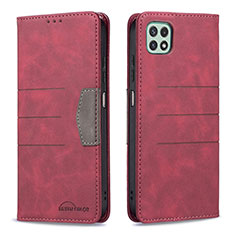 Custodia Portafoglio In Pelle Cover con Supporto B01F per Samsung Galaxy F42 5G Rosso