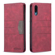 Custodia Portafoglio In Pelle Cover con Supporto B01F per Samsung Galaxy M02 Rosso