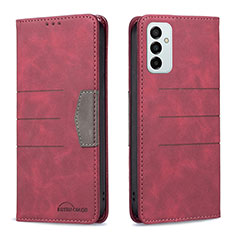 Custodia Portafoglio In Pelle Cover con Supporto B01F per Samsung Galaxy M23 5G Rosso