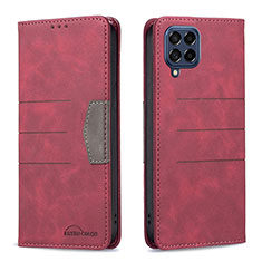 Custodia Portafoglio In Pelle Cover con Supporto B01F per Samsung Galaxy M53 5G Rosso