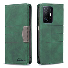 Custodia Portafoglio In Pelle Cover con Supporto B01F per Xiaomi Mi 11T 5G Verde