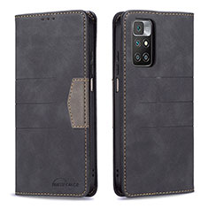 Custodia Portafoglio In Pelle Cover con Supporto B01F per Xiaomi Redmi 10 (2022) Nero