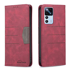 Custodia Portafoglio In Pelle Cover con Supporto B01F per Xiaomi Redmi K50 Ultra 5G Rosso