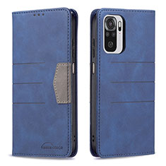 Custodia Portafoglio In Pelle Cover con Supporto B01F per Xiaomi Redmi Note 10 4G Blu