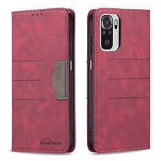 Custodia Portafoglio In Pelle Cover con Supporto B01F per Xiaomi Redmi Note 10 4G Rosso