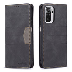 Custodia Portafoglio In Pelle Cover con Supporto B01F per Xiaomi Redmi Note 10S 4G Nero