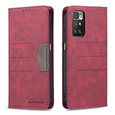 Custodia Portafoglio In Pelle Cover con Supporto B01F per Xiaomi Redmi Note 11 4G (2021) Rosso