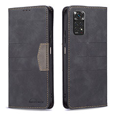 Custodia Portafoglio In Pelle Cover con Supporto B01F per Xiaomi Redmi Note 11 4G (2022) Nero