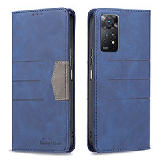 Custodia Portafoglio In Pelle Cover con Supporto B01F per Xiaomi Redmi Note 11 Pro 4G Blu