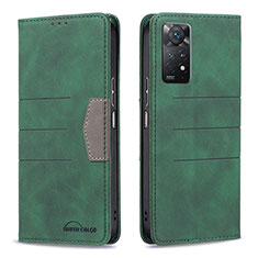 Custodia Portafoglio In Pelle Cover con Supporto B01F per Xiaomi Redmi Note 11 Pro 5G Verde