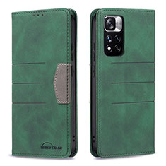 Custodia Portafoglio In Pelle Cover con Supporto B01F per Xiaomi Redmi Note 11 Pro+ Plus 5G Verde