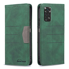 Custodia Portafoglio In Pelle Cover con Supporto B01F per Xiaomi Redmi Note 11S 4G Verde