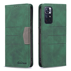 Custodia Portafoglio In Pelle Cover con Supporto B01F per Xiaomi Redmi Note 11S 5G Verde