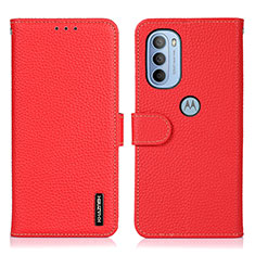 Custodia Portafoglio In Pelle Cover con Supporto B01H per Motorola Moto G31 Rosso