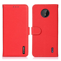 Custodia Portafoglio In Pelle Cover con Supporto B01H per Nokia C10 Rosso