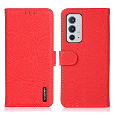 Custodia Portafoglio In Pelle Cover con Supporto B01H per OnePlus 9RT 5G Rosso