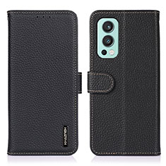 Custodia Portafoglio In Pelle Cover con Supporto B01H per OnePlus Nord 2 5G Nero